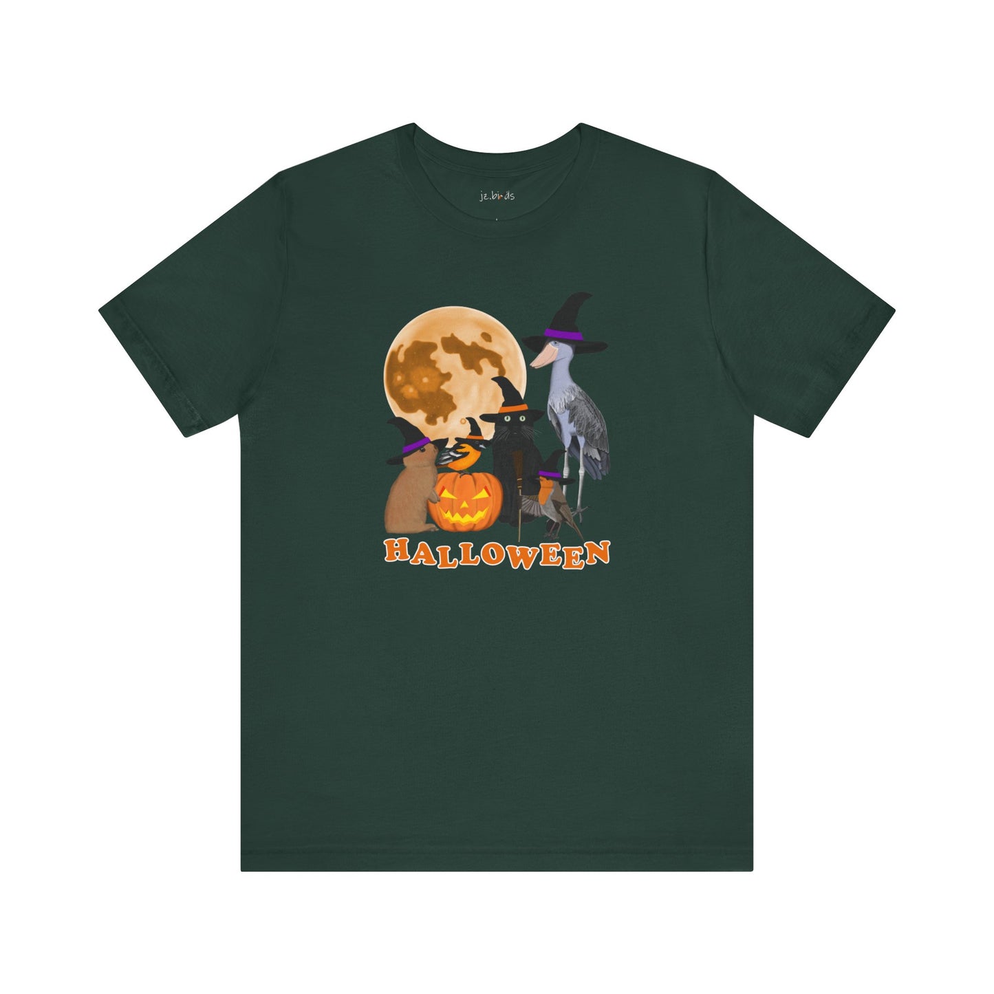 Baltimore Oriole Robin Shoebill with Cat and Bunny Halloween Bird T-Shirt