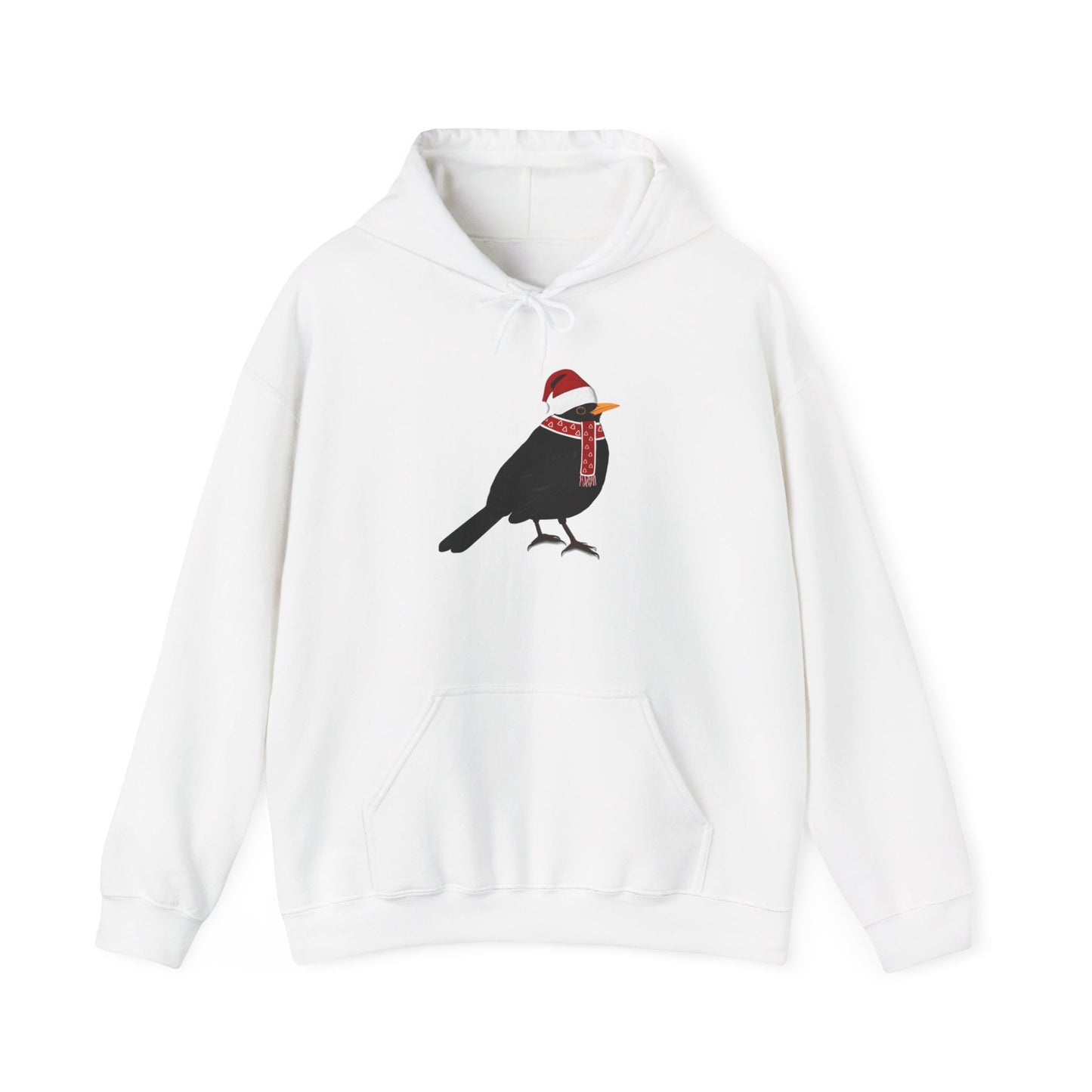 Blackbird Christmas Bird with Santa Hat Birdwatcher Birdlover Hoodie