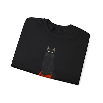 Black Cat with Basketball Cat Lover Sweatshirt