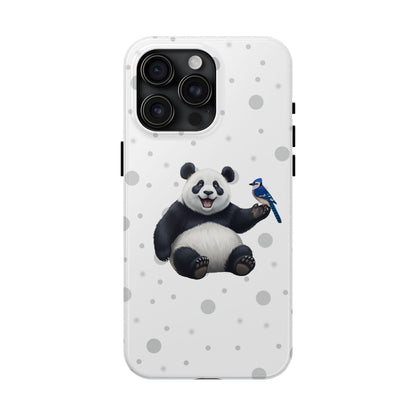 Cute Panda Bear with a Blue Jay Animal iPhone Case - Dual-Layer PC/TPU Protective Cover for iPhone