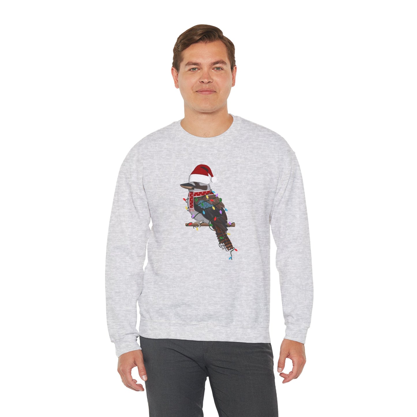 Kookaburra with Fairy Lights Santa Claus Christmas Bird Sweatshirt