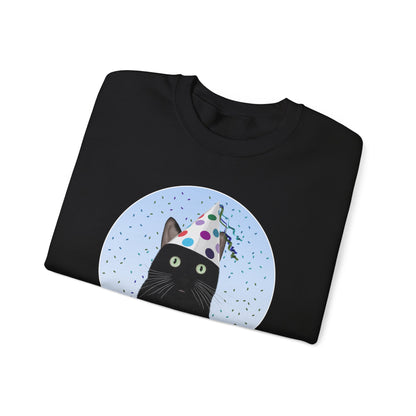 Black Cat Celebrating Party Time Cat Lover Sweatshirt