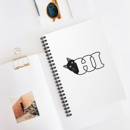 Black Cat Hi Cat Lover Spiral Notebook Ruled Line 6" x 8"