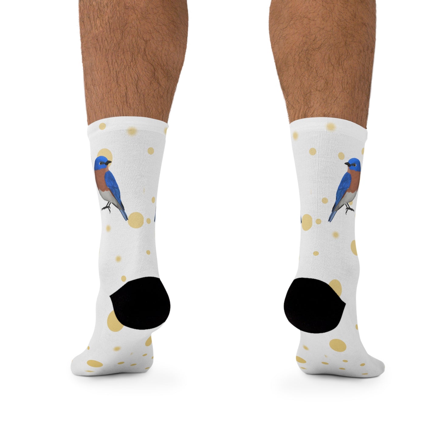 Bluebird with Golden Dots Birding & Birdwatching Bird Socks White