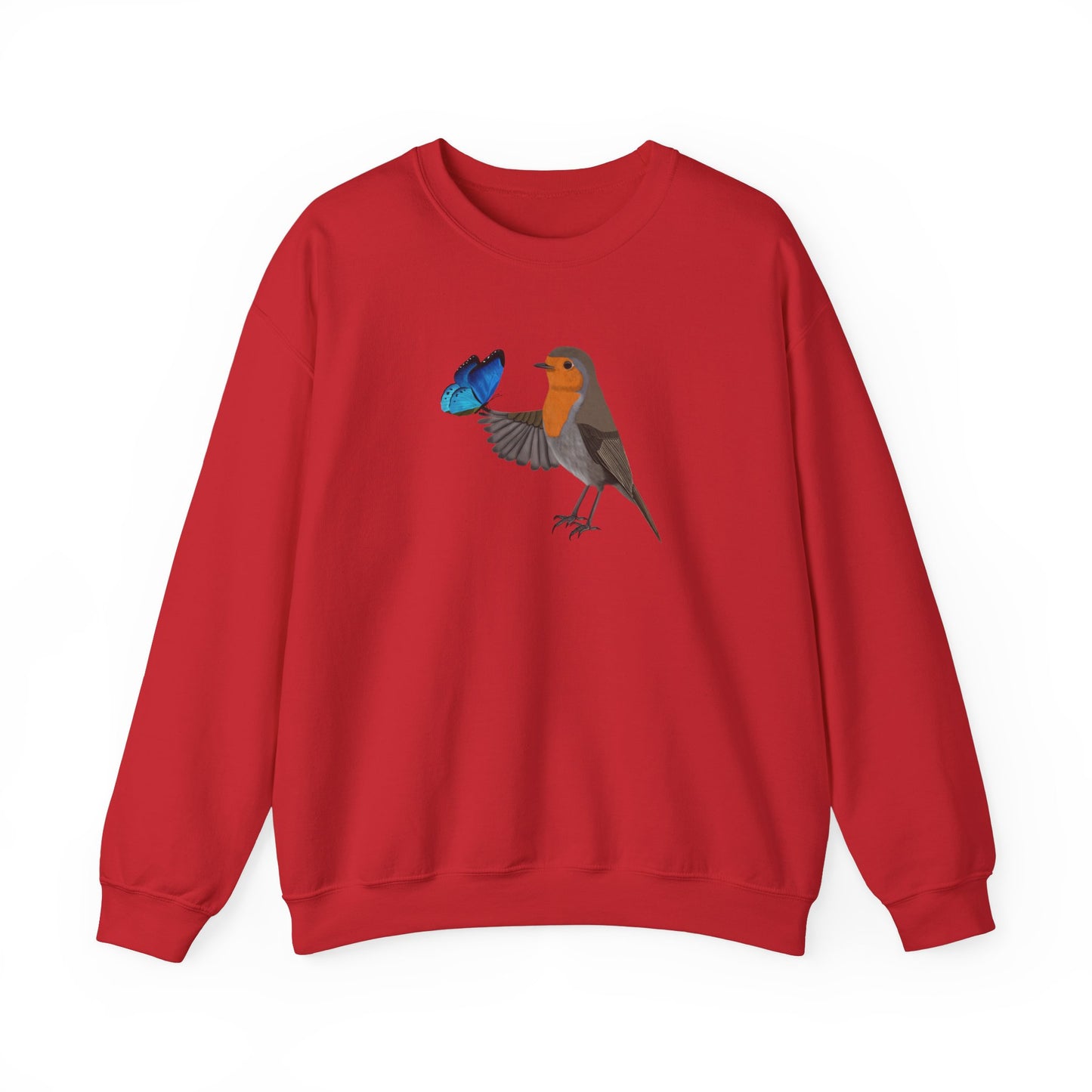 Robin with Butterfly Bird Birding & Birdwatching Sweatshirt