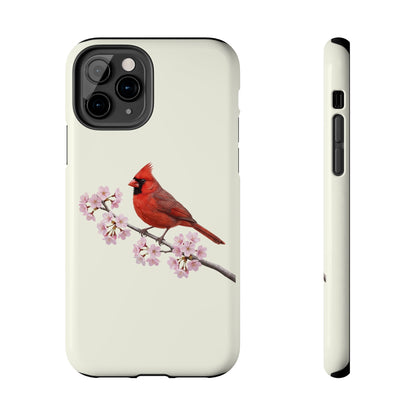 Northern Cardinal Phone Case – & Cherry Blossom Tough iPhone Creamy White