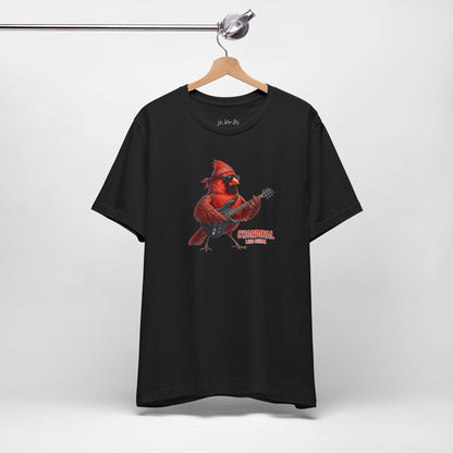 The Chordinal Graphic Tee – Northern Cardinal Guitarist – Funny Rock Band Bird Shirt