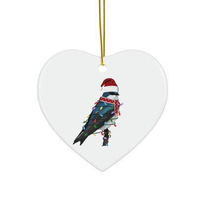 Tree Swallow as Santa Ceramic Bird Christmas Ornament | Durable Double-Sided Bird Lover Decor
