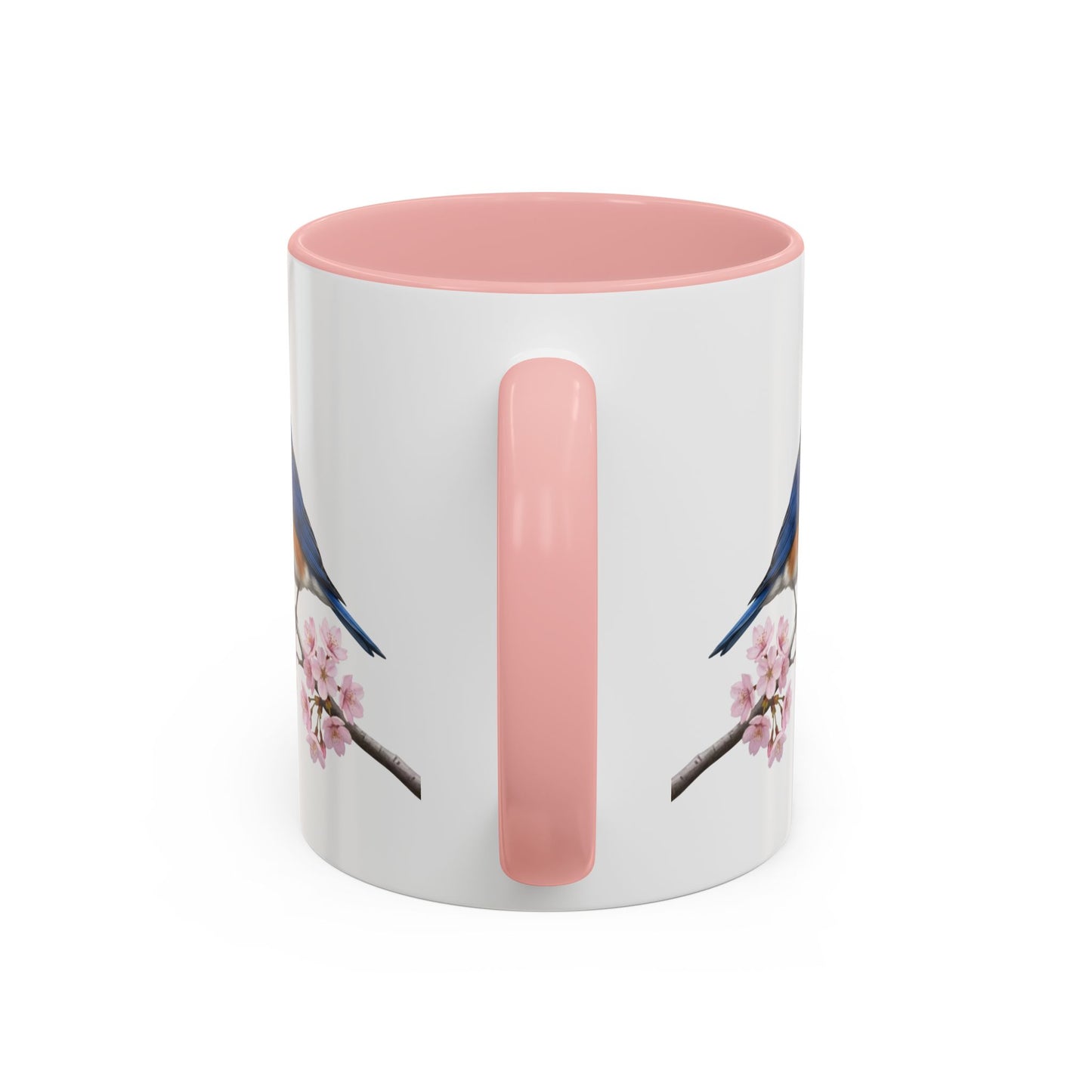 Bluebird Cherry Blossom Mug | Pink Ceramic Coffee Cup for Bird Lovers – 11oz,