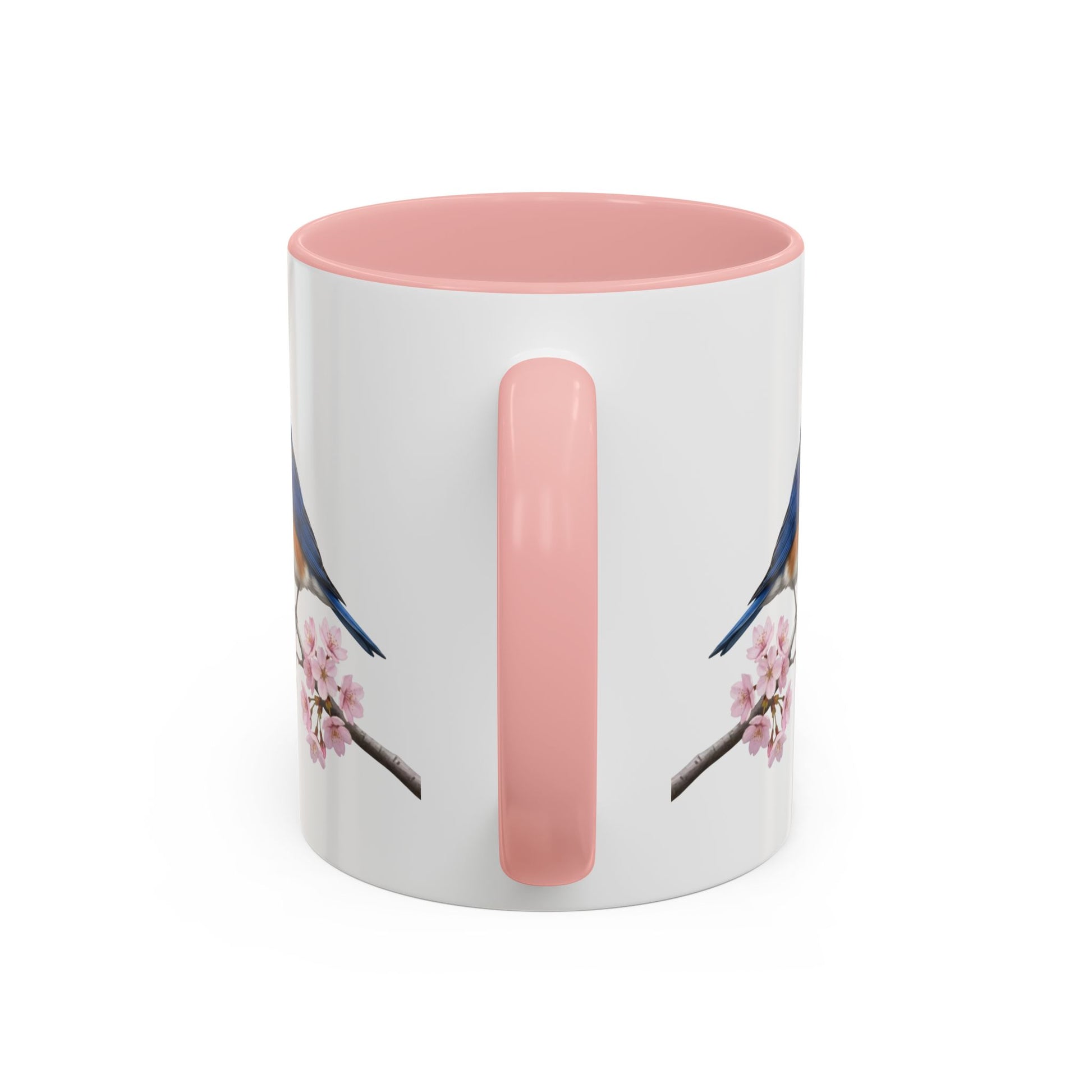 Bluebird Cherry Blossom Mug | Pink Ceramic Coffee Cup for Bird Lovers – 11oz,