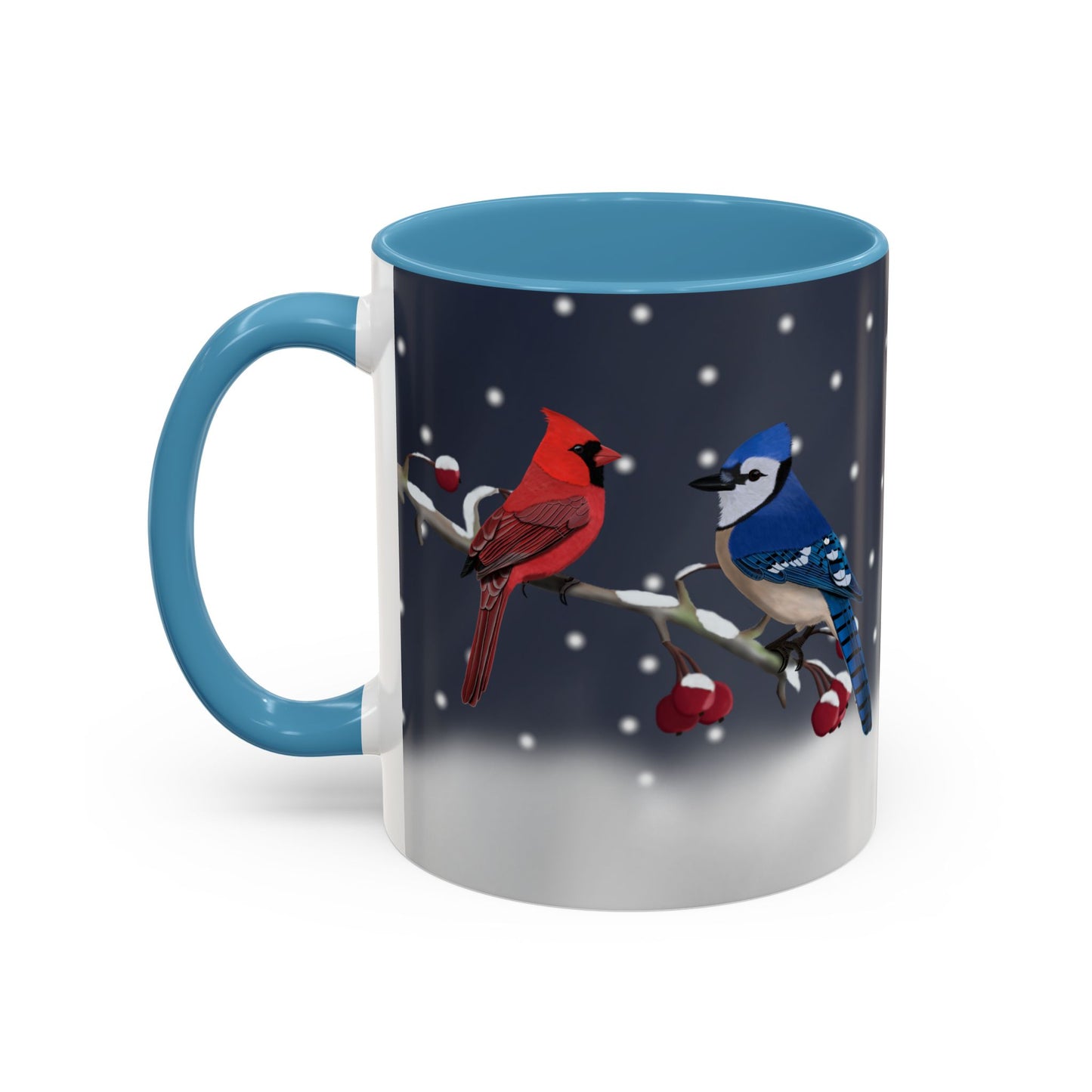 Blue Jay and Cardinal Bird Coffee Mug | Ceramic Christmas Gift for Bird Lovers