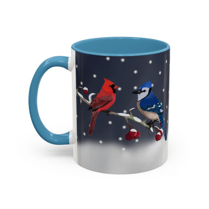Blue Jay and Cardinal Bird Coffee Mug | Ceramic Christmas Gift for Bird Lovers