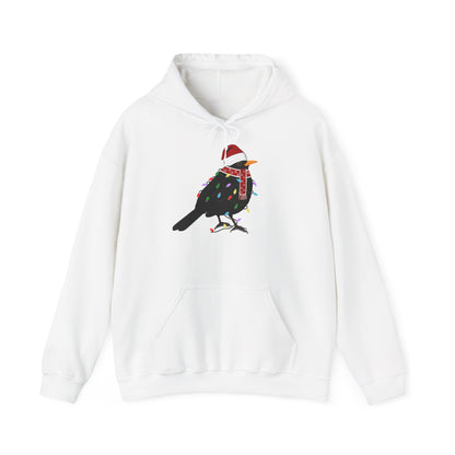 Amsel Weihnachts-Hoodie - Vogel als Weihnachtsmann mit Lichterkette Sweater