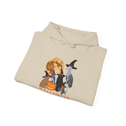 Bluebird Robin Shoebill with Cat and Bunny Halloween Bird Hoodie