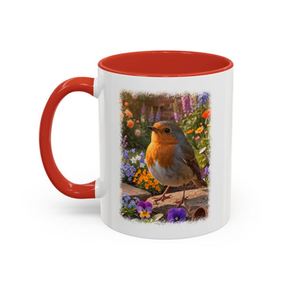 Robin Rosi Flower Bed Mug - Cute Backyard Bird Watcher Gift