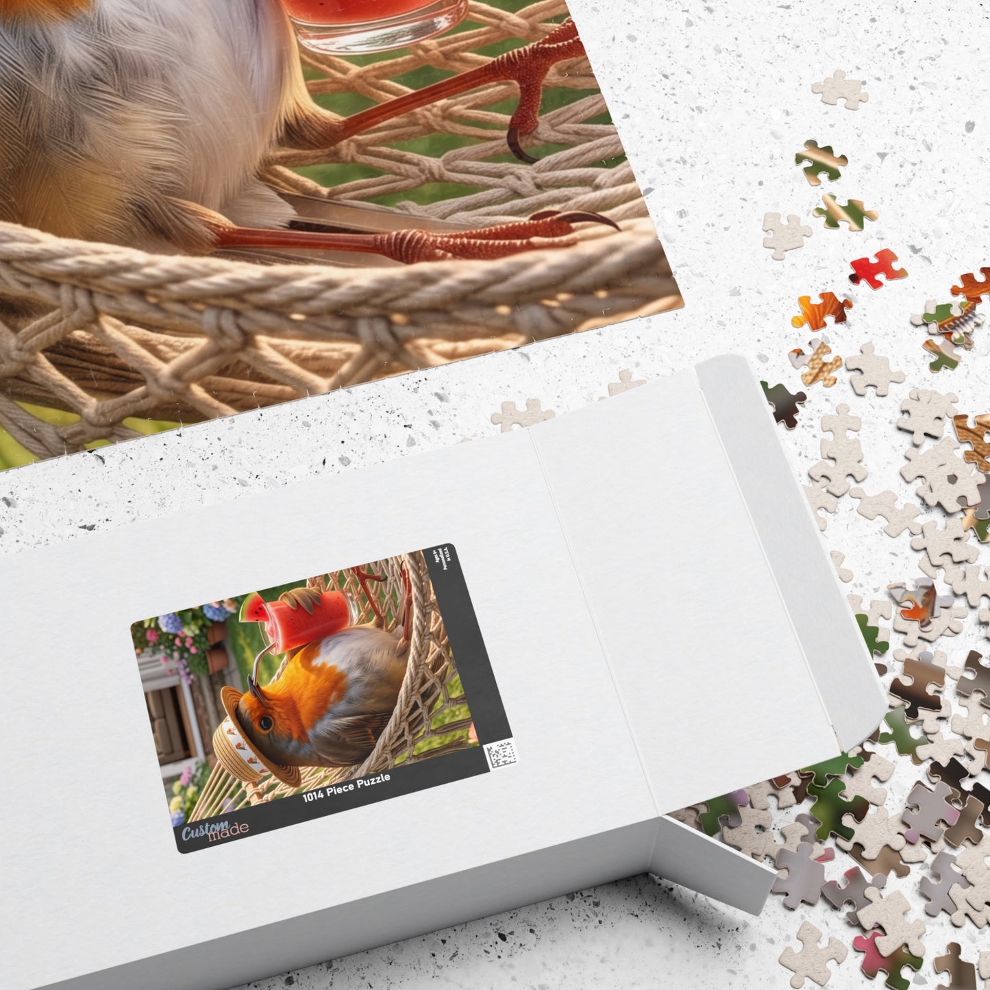 Robin Rosi in a Hammock Jigsaw Puzzle for Bird Lovers and Cozy Aesthetic Fans