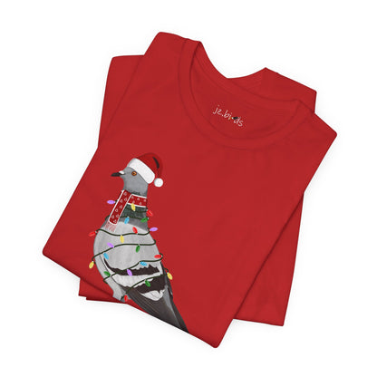 Pigeon with Fairy Lights Christmas Bird T-Shirt