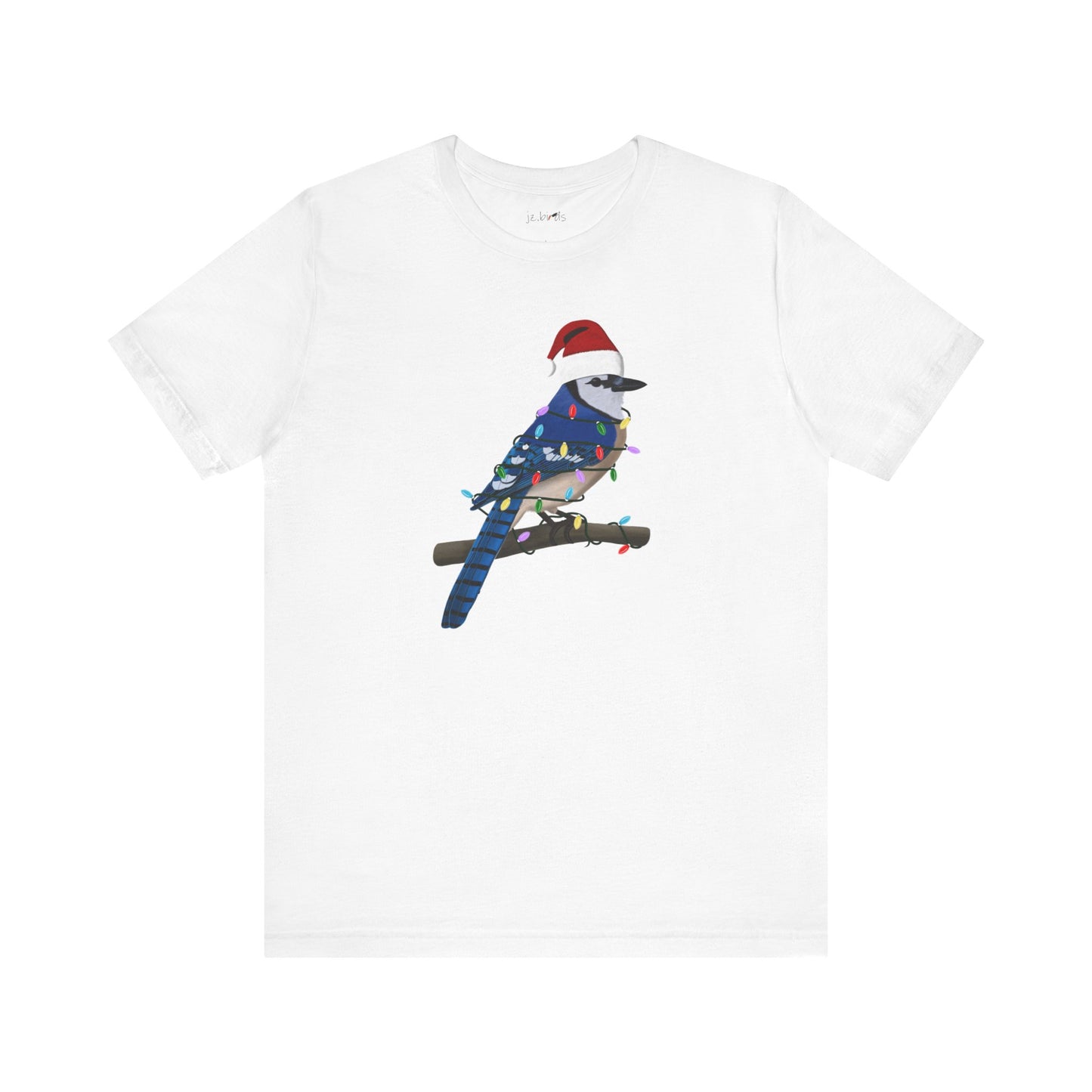 Blue Jay with Fairy Lights Christmas Bird T-Shirt