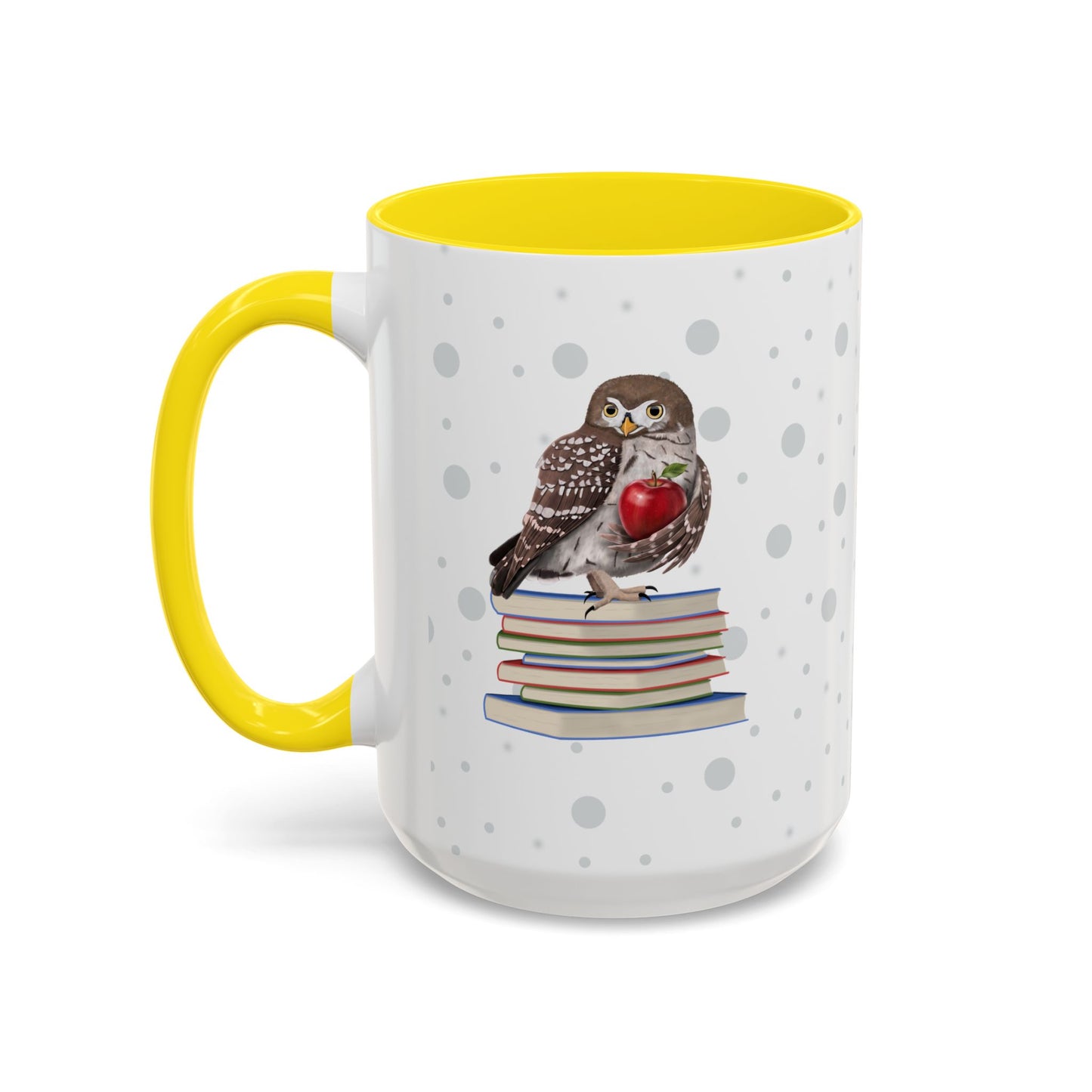 Cute Owl on Books Teacher Mug – Two-Tone Classroom Coffee Cup