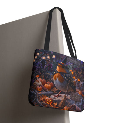 Robin Rosi Halloween Witch Tote Bag for Spooky Season and Bird Lovers
