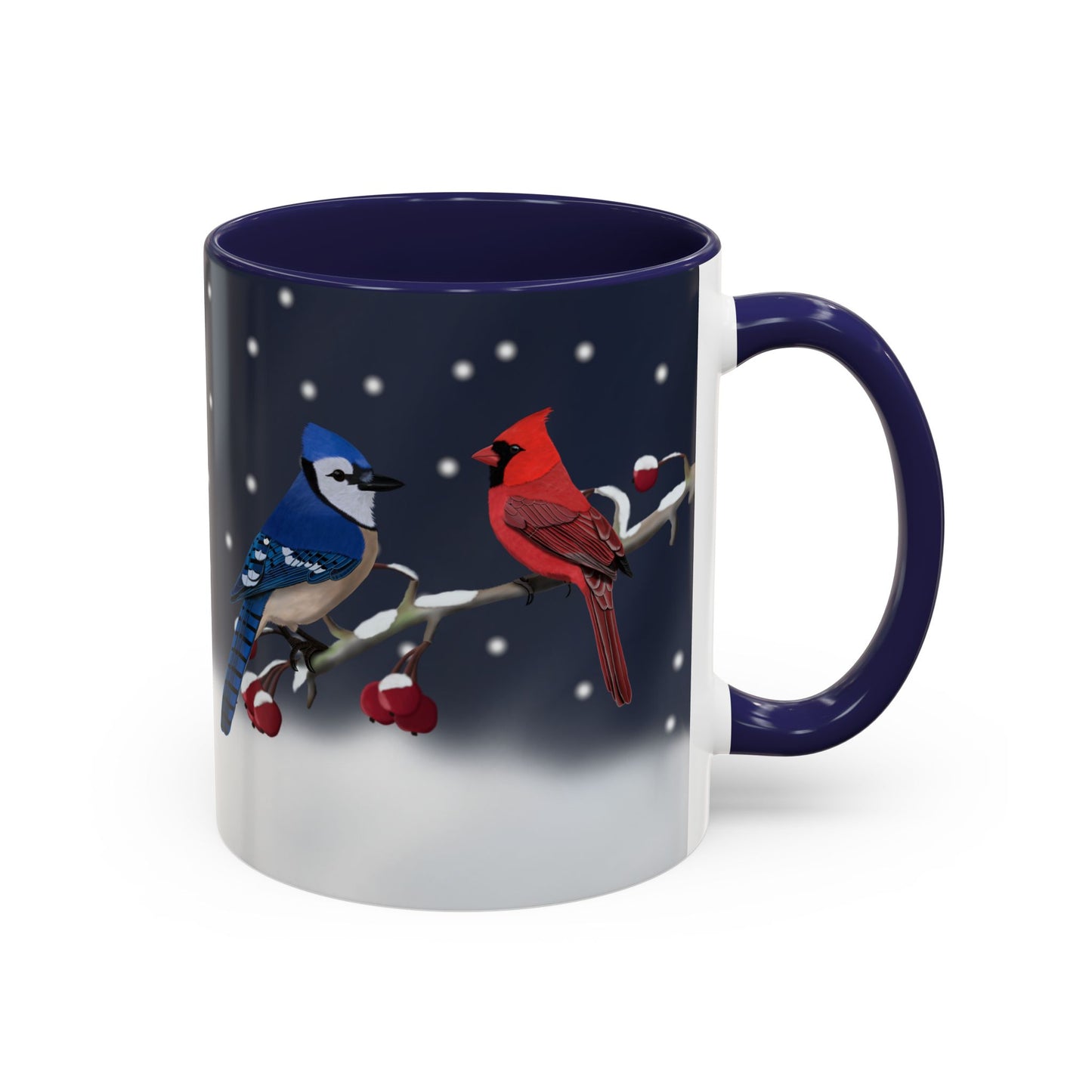 Blue Jay and Cardinal Bird Coffee Mug | Ceramic Christmas Gift for Bird Lovers