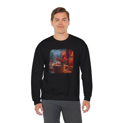 Cozy Rainy Day Coffee Sweatshirt – Vintage Cardinal with Guitar Graphic