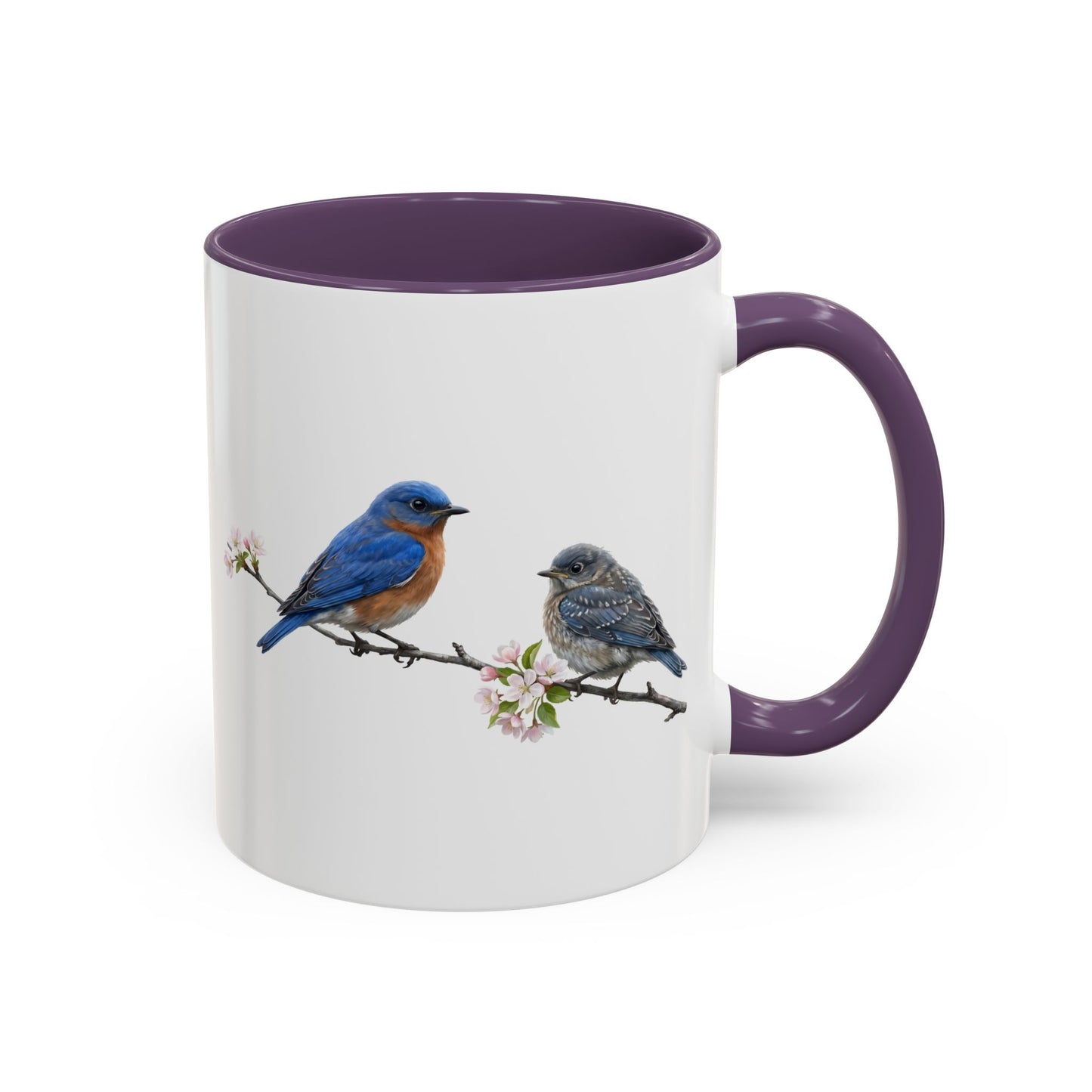 Eastern Bluebird & Fledgling Two-Tone Mug | Spring Bird Lover Gift