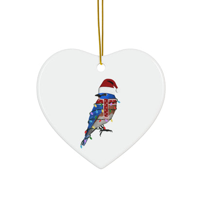 Bluebird as Santa Ceramic Bird Christmas Ornament | Durable Double-Sided Bird Lover Decor
