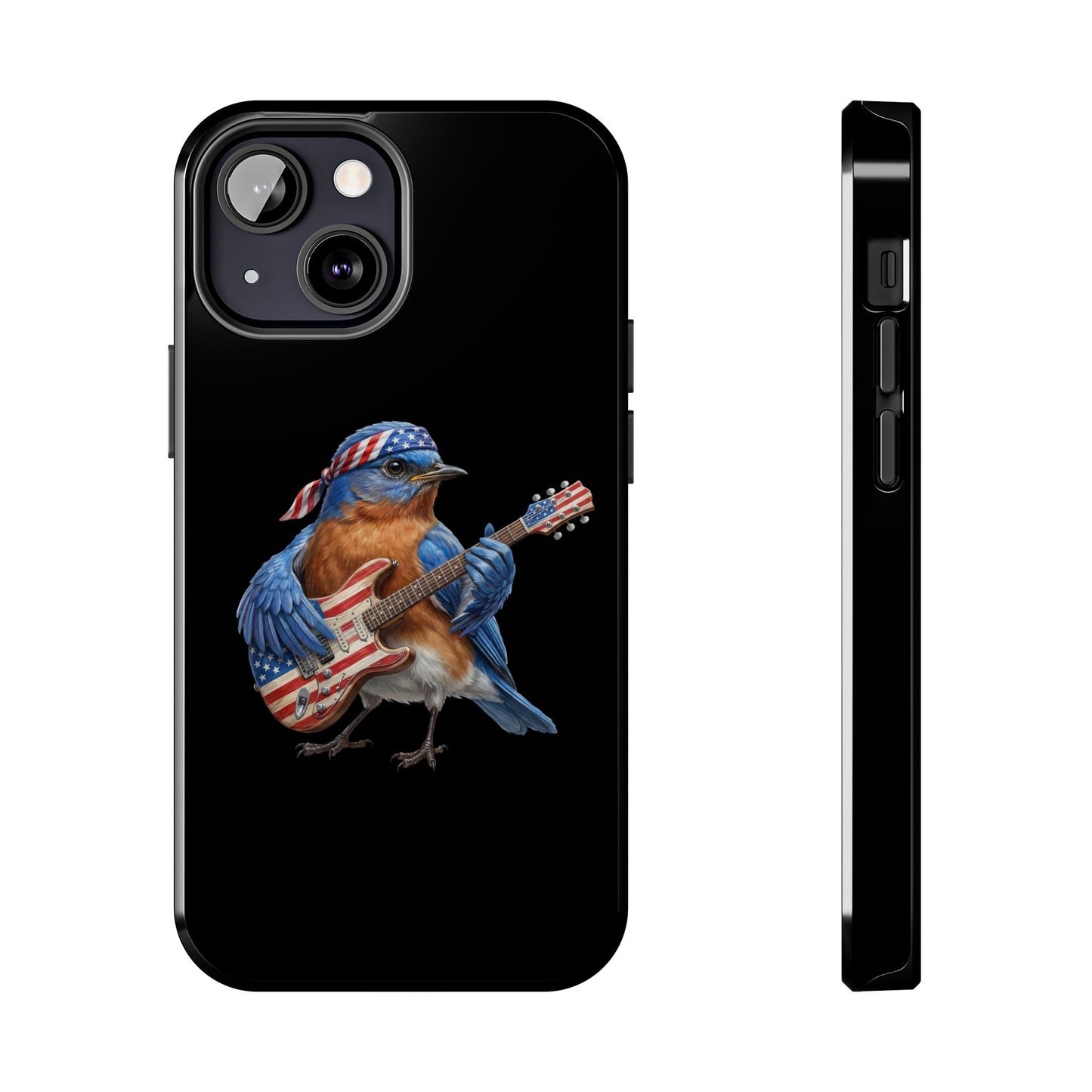 Bluebird with Guitar iPhone Case – Premium Tough Phone Cover Black