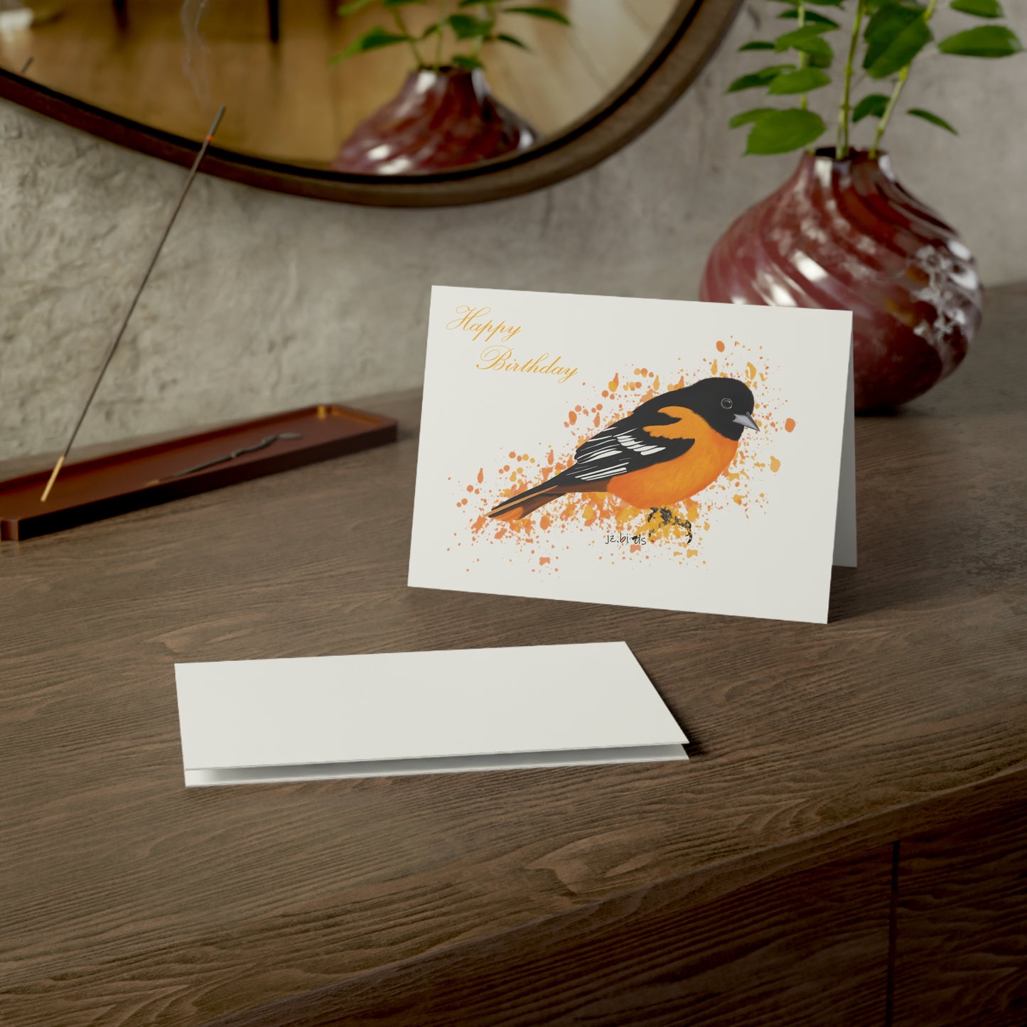 Baltimore Oriole Birthday Card Happy Birthday – Premium Matte Bird Greeting Card