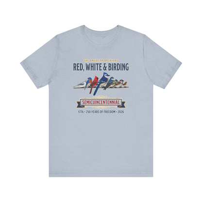 Red, White & Birding Vintage T-Shirt | US 250th Anniversary Backyard Birds