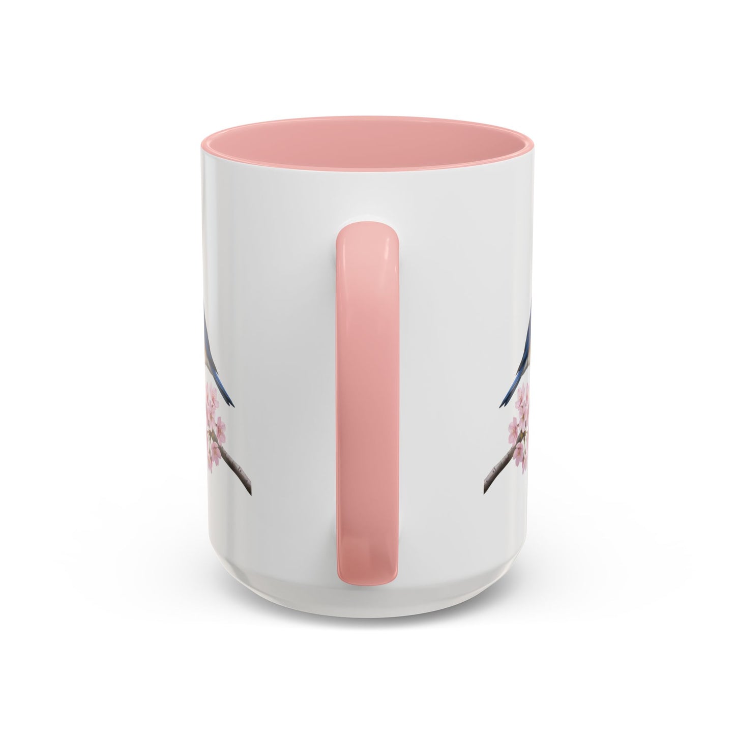 Bluebird Cherry Blossom Mug | Pink Ceramic Coffee Cup for Bird Lovers – 11oz,