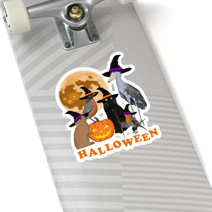 Robin Shoebill with Cat and Bunny Halloween Bird Sticker