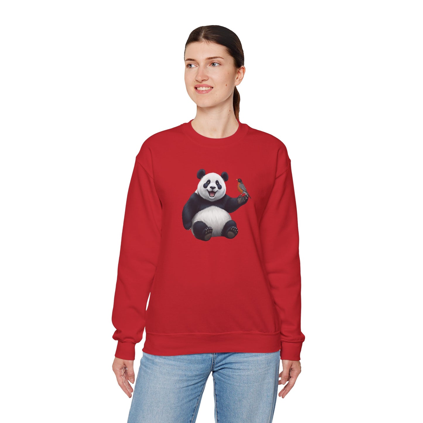 Panda Bear with an American Robin Sweatshirt Bird & Animal Lover