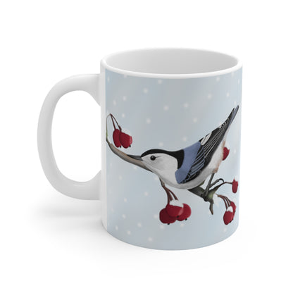 Nuthatch Winter Bird Ceramic Mug 11oz