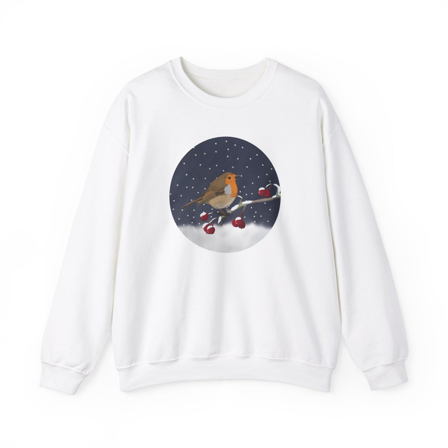 Robin on a Winter Branch Christmas Bird Sweatshirt