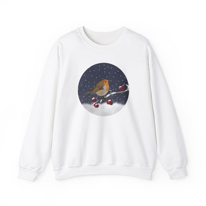 Robin on a Winter Branch Christmas Bird Sweatshirt