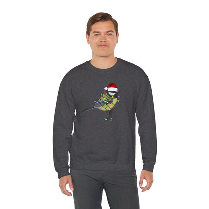 Chickadee with Fairy Lights Santa Claus Christmas Bird Sweatshirt