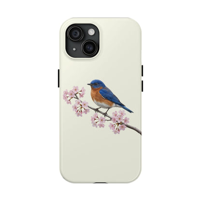 Bluebird & Cherry Blossom Tough iPhone Case Creamy White