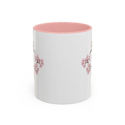 Hoopoe Cherry Blossom Mug | Pink Ceramic Coffee Cup for Bird Lovers in