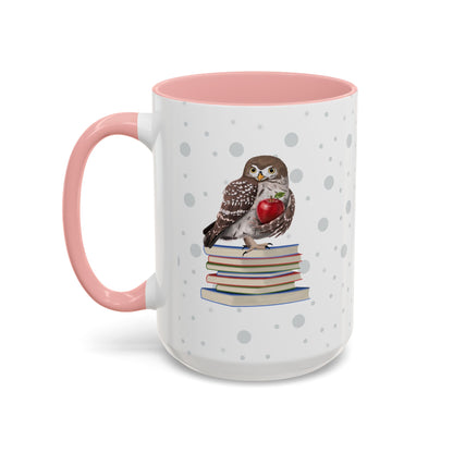 Cute Owl on Books Teacher Mug – Two-Tone Classroom Coffee Cup