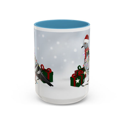 Pigeon with Christmas Hat and Scarf Snow Bird Coffee Mug