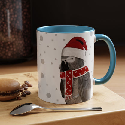 Grey Parrot Christmas Bird Coffee Mug