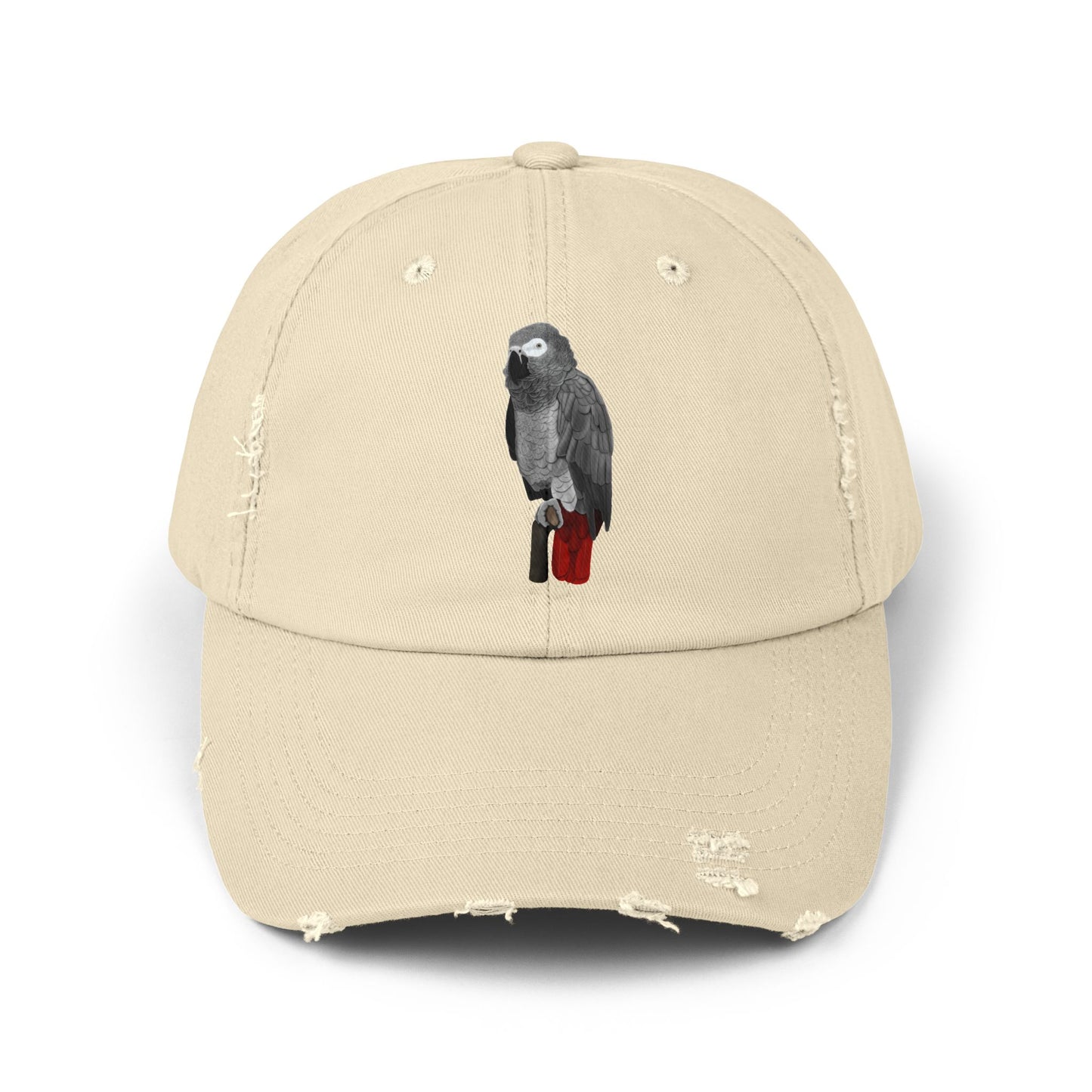 Grey Parrot Bird Art Distressed Cap