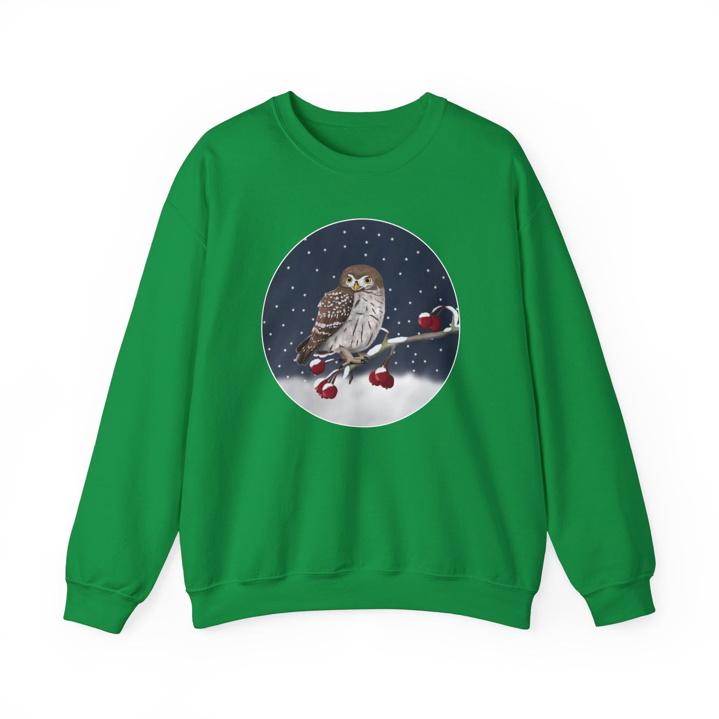 Owl on a Winter Branch Birdwatcher Christmas Bird Sweatshirt