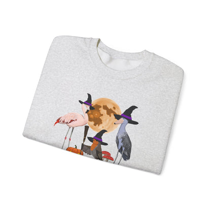 Robin Flamingo Shoebill Halloween Birds Witch Birdwatcher Sweatshirt