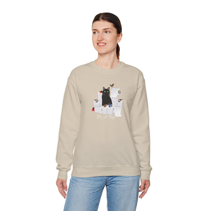 Black Cat with Birds and Toilet Paper Cat Lover Sweatshirt