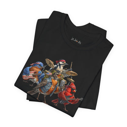 The Backyard Birds T-Shirt – Funny Bird Band Tee Cardinal, Robin, Bluebird, Woodpecker