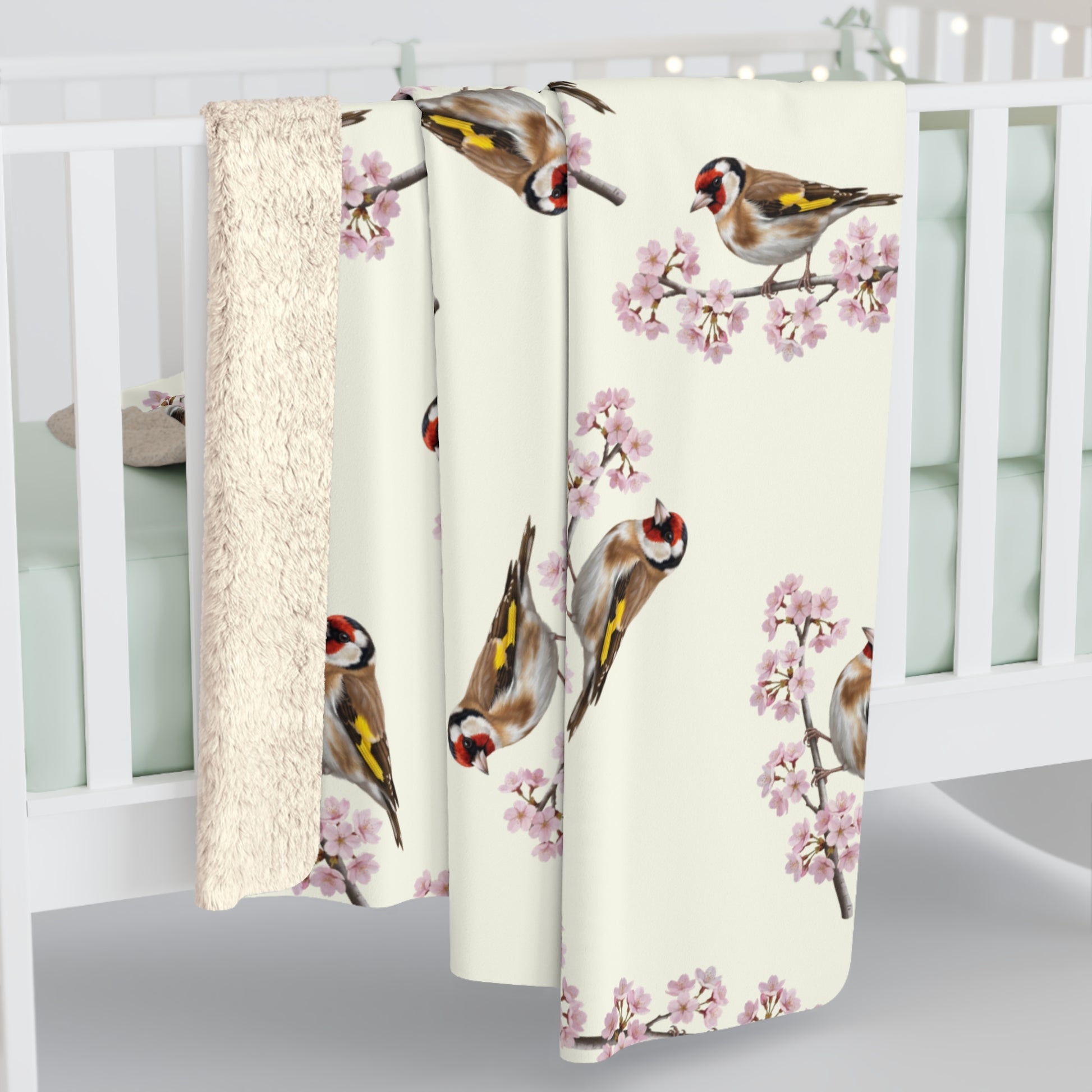 Stieglitz Decke – bird pattern blanket und cozy fleece Stil