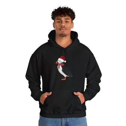 Puffin Christmas Bird with Santa Hat Birdwatcher Birdlover Hoodie